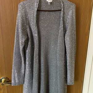 Chico's Shimmering Silver Sequin Knit
